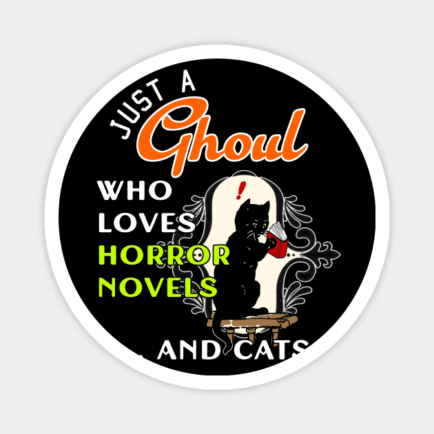 Just a Girl Who Likes Books and Cats Funny Halloween Horror Magnet by WitchNitch